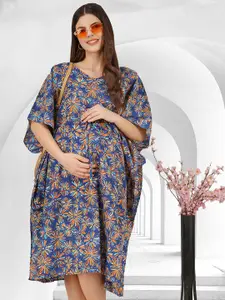angloindu Floral Print Maternity Kaftan Dress