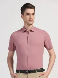 Blackberrys TechPro Men Half Sleeve Pink Solid Formal Shirts