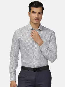 Blackberrys Straight Slim Fit Floral Printed Cotton Formal Shirt