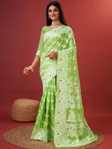 Mitera Floral Zari Pure Cotton Banarasi Saree