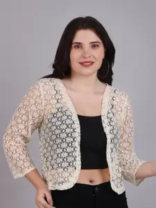 Dressitude Self Designed Cotton Open Front Shrug