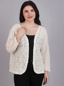 Dressitude Self Design Open Front Cotton Shrug