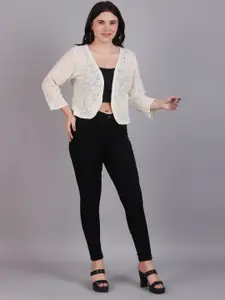 Dressitude Self Designed Cotton Open Front Shrug