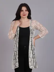 Dressitude Self Designed Cotton Longline Open Front Shrug