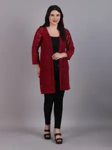 Dressitude Self Designed Cotton Open Front Longline Shrug