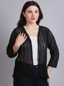 Dressitude Self Design Open Front Cotton Shrug