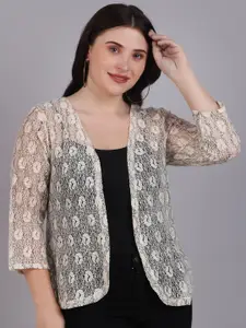 Dressitude Self Designed Cotton Open Front Shrug