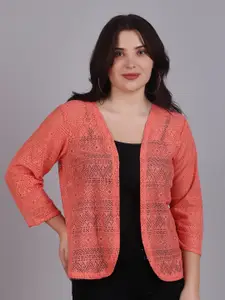 Dressitude Self Designed Cotton Open Front Shrug