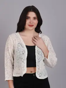 Dressitude Self Design Cotton Lace Shrug