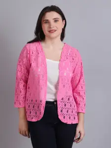 Dressitude Self Design Open Front Cotton Shrug