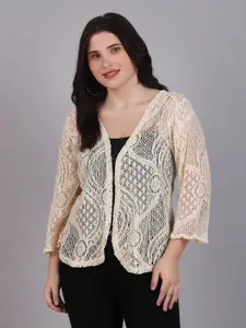 Dressitude Self Design Open Front Cotton Shrug