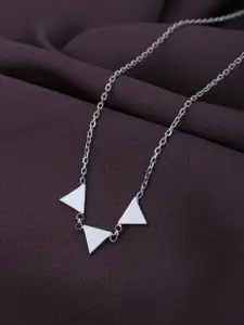 Carlton London Rhodium Plated Triangle Shape Necklace