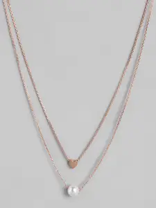 Carlton London Rose Gold-Plated Artificial Beads Layered Necklace
