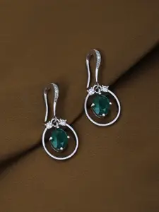 Carlton London Rhodium Plated with CZ Oval Drop Earring