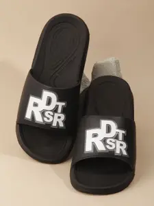 The Roadster Lifestyle Co. Men Black Printed Sliders