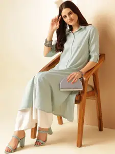 Anouk Geometric Woven Design Dobby Pathani Kurta