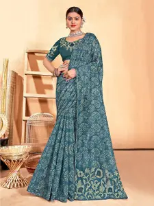ALAGINI Floral Embroidered Heavy Work Chanderi Saree