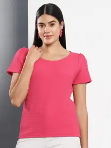 Q-rious Round Neck Puff Sleeves Top