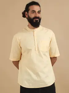 FILORI STUDIO Mandarin Collar Pure Cotton Straight Short Kurta