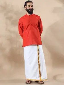 FILORI STUDIO Self Textured Art Silk Festive Short Kurta