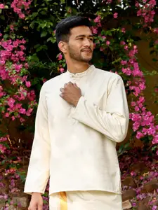 FILORI STUDIO Self Textured Art Silk Festive Short Kurta