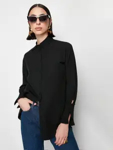 Trendyol Spread Collar Long Sleeves Longline Casual Shirt
