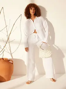 Trendyol Spread Collar Long Sleeves Opaque Linen Casual Shirt