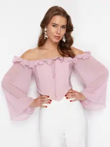 Trendyol Off-Shoulder Flared Sleeve Bardot Top