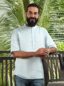FILORI STUDIO Self Textured Half Sleeves Cotton Short Kurta