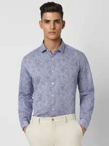 V Dot Slim Fit Floral Printed Cotton Party Shirt