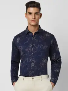 V Dot Slim Fit Floral Printed Cotton Party Shirt