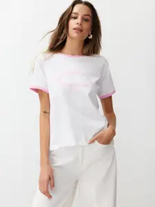 Trendyol Typography Printed Round Neck Cotton Regular T-shirt