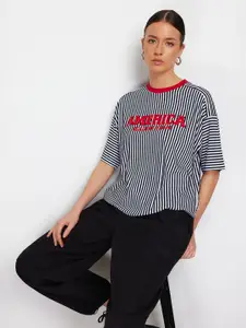 Trendyol Striped Drop-Shoulder Sleeves Casual T-shirt