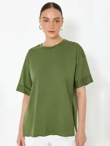 Trendyol Drop-Shoulder Sleeves Pure Cotton T-shirt