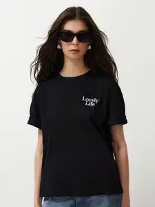 Trendyol Women Typography Printed Round Neck T-shirt