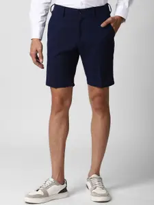 Peter England Men Slim Fit Self Design Textured Mid-Rise Casual Chino Shorts