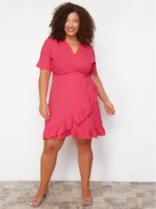 Trendyol Women Plus Size V-Neck Fit & Flare Dress