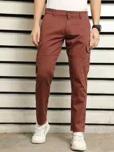 High Star Men Straight Fit Mid-Rise Easy Wash Cargo Trousers