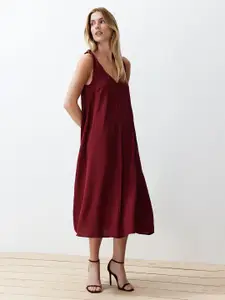 Trendyol Women V Neck A-Line Midi Dress