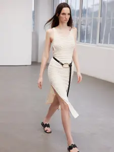 Trendyol Shoulder Straps Sleeveless Cotton Striped Bodycon Dress