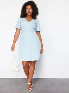 Trendyol V-Neck Short Sleeves Cotton Fit & Flare Dress