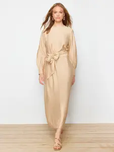 Trendyol High Neck Puff Sleeve Maxi Midi Dress