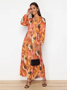 Trendyol Floral Printed Puff Sleeve Maxi Dress