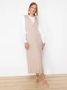 Trendyol V-Neck Cuffed Sleeves Maxi Dress