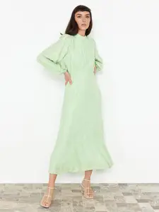 Trendyol Round Neck Puff Sleeves A-Line Midi Dress