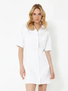Trendyol Short Sleeves Pure Cotton Shirt Style Mini Dress