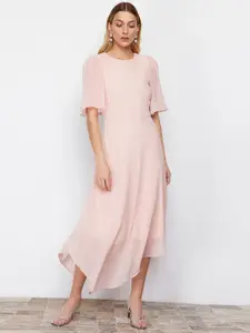 Trendyol Round Neck Flared Sleeves A-Line Midi Dress