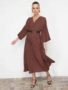 Trendyol V Neck A-Line Midi Dress