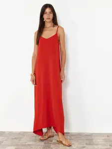 Trendyol V-Neck Shoulder Straps Maxi Dress
