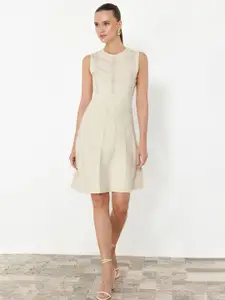 Trendyol Self Design Sleeveless Acrylic Fit & Flare Dress